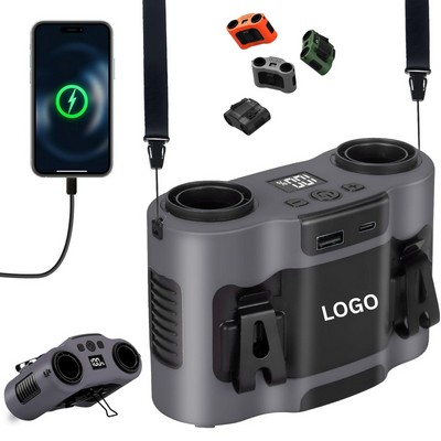 Industrial Dual-Outlet Waist Clip Fan & Power Bank