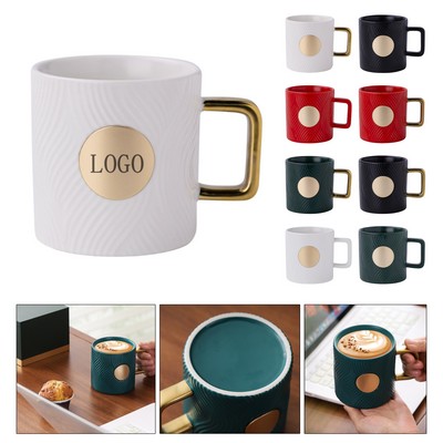 Retro Corrugated Ceramic Coffee Mug 14 oz