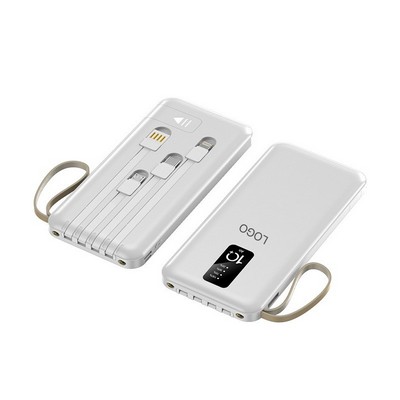 20000mAh High-Capacity Power Bank with Built-in Cables Universal Fast Charging Portable Charger