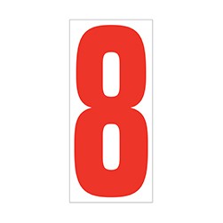 Red On White Number 8 Vinyl Sticker