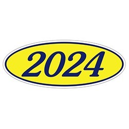 2024 Navy Blue On Yellow Oval Year Vinyl Sticker