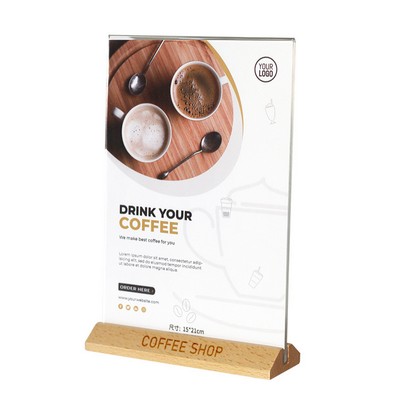 L Shape Clear Acrylic Frame Wood Base