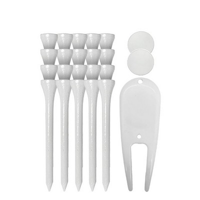 Golf Tee Combo Pack - (20) 2 3/4" Tees, (2) Ball Markers, (1) Divot Tool
