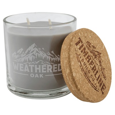 14 oz. Weathered Oak Candle in a Glass Holder with Cork Lid