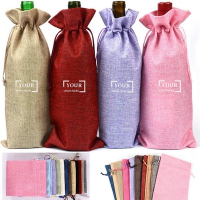 Jute Wine Drawstring Bags