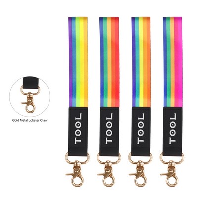 Custom Polyester Wrist Lanyard Strap Keychain W/ Swivel Hook