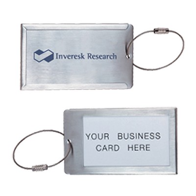 Brushed Stainless Steel Luggage Tag with Cable Closure
