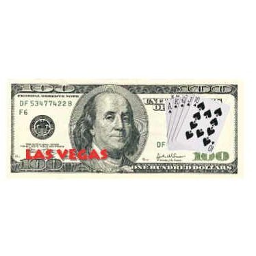 Las Vegas Royal Flush $100 Bill Magnet w/ Full Magnetic Back (6 Square Inch)