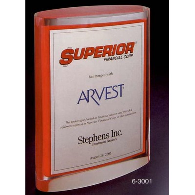 Acrylic Standing Oval Embedment Award w/ Floating Sheet