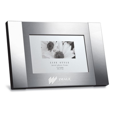 Duo Tone Silver Finish Metal Picture Frame (4"x6" Photo)