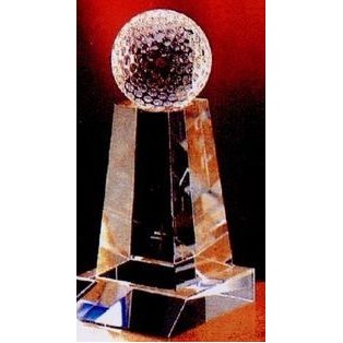 Crystal Series 3 1/4"x7" Crystal Spinning Golf On Magnificent Tower Award