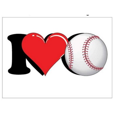 I Love Baseball Rectangle Badge w/ Bar Pin (2 1/2"x3 1/2")