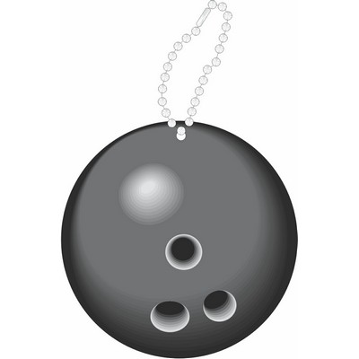 Gray Bowling Ball Promotional Key Chain w/ Black Back (8 Square Inch)