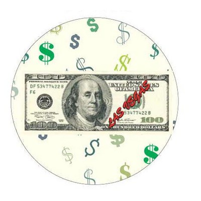 Las Vegas $100 Bill Round Badge w/ Bar Pin (2 1/2" Diameter)