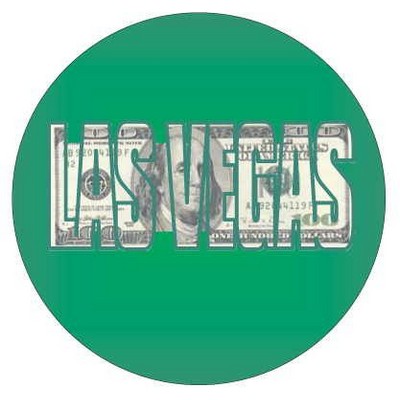 Las Vegas Block Letter $100 Bill Round Badge w/ Bar Pin (2 1/2" Diameter)