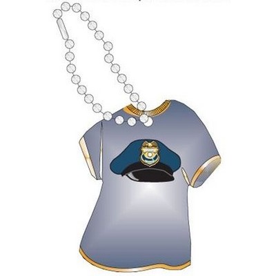 Police Cap Promotional T Shirt Key Chain w/ Black Back (4 Square Inch)