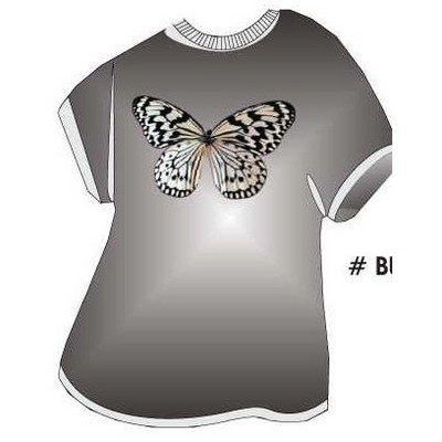 Black & White Butterfly T-Shirt Acrylic Coaster w/Felt Back
