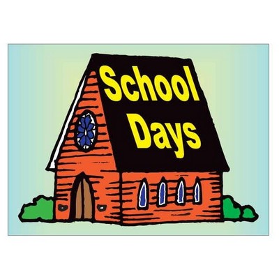 School Days House Rectangle Badge w/ Bar Pin (2 1/2"x3 1/2")
