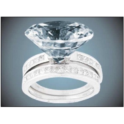 Diamond Ring Rectangle Badge w/ Bar Pin (2 1/2"x3 1/2")