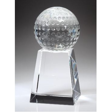 Small Optical Crystal Golf Ball on Tall Base Award
