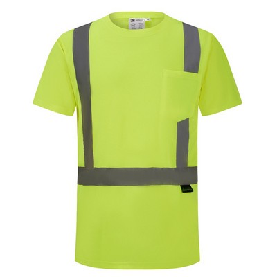 3C Products ANSI 107-2015 Class 2 Neon Green Safety T-Shirt With Pocket