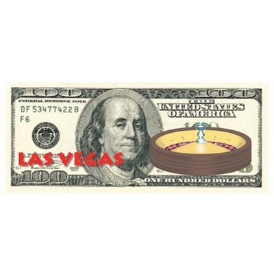 Vegas Roulette Table On $100 Bill Magnet w/ Full Magnetic Back (10")