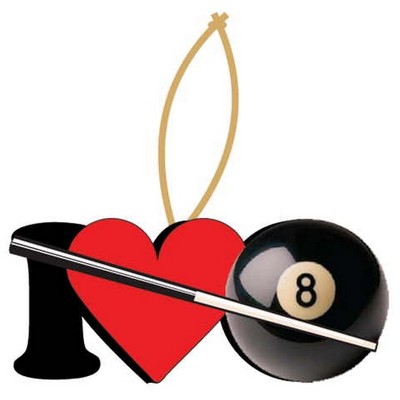 I Love Pool Promotional Ornament w/ Black Back (2 Square Inch)