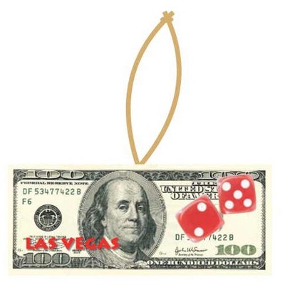 Las Vegas Dice $100 Bill Ornament w/ Clear Mirrored Back (10 Square Inch)