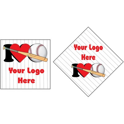 I Love Baseball w/ Bat Metal Photo Magnet (2 1/2"x2 1/2")