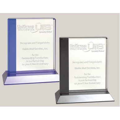 8" Premier Crystal Rectangle Award w/Black Base