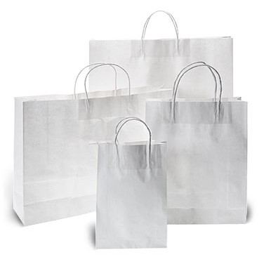 White Kraft Paper Bag w/Twisted Paper Handles (12"x5"x10")
