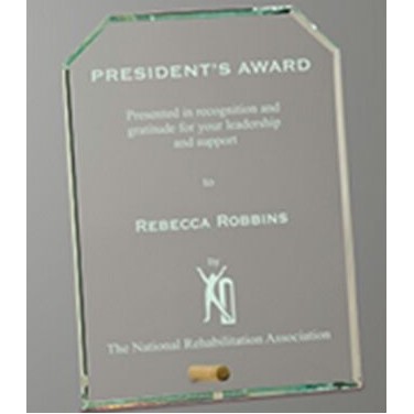 Economy Jade Glass Clipped Corner Plaque (6"x8")