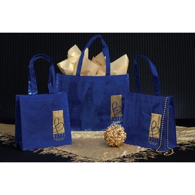Sparkling Woven Polypropylene Bag w/ Matching Piping & 19" Handles (16"x6"x