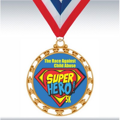 2 1/2" Insert Medal w/Star Border