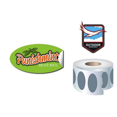 Roll Stickers / Decal - Outdoor Permanent - 2x1 Oval Shape