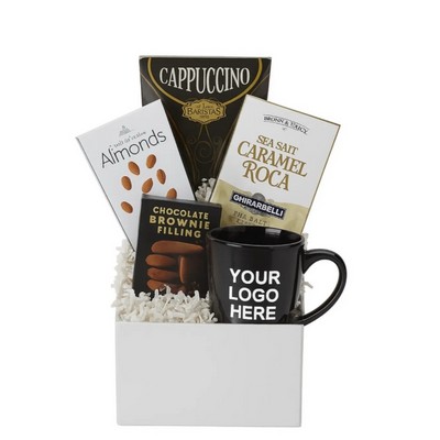 Gourmet Cappuccino & Chocolate Gift Box with Custom Mug