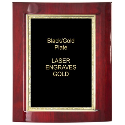 Eclipse Rosewood Piano Finish 8" x 10" Plaque - W/ 6" x 8" Black/Gold Florentine Plate