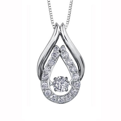 Diamond Double Teardrop Pendant in 10K White Gold (0.27 CT. T.W.)