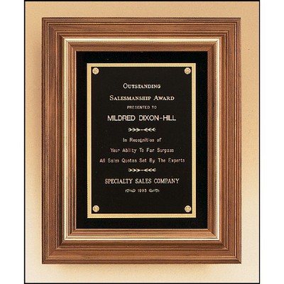 Walnut Framed Plaque with Gold Trim (12" x 14")