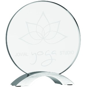 Round Cosmic Acrylic Award w/Aluminum Base 7 1/4"H