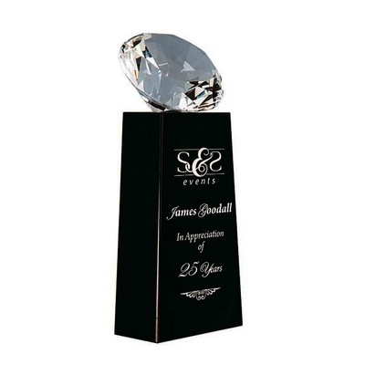 7.75" Crystal Diamond On Black Crystal Pedestal