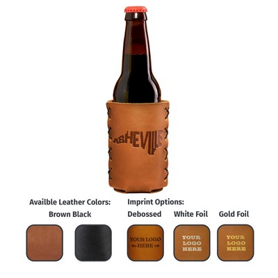 Full-Grain Leather Long Neck Bottle Holder. Made in USA