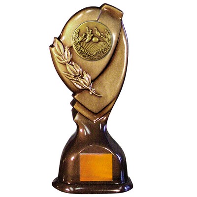 Stock Classic 10" Trophy with 2" Bowling Coin and Engraving Plate