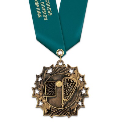 Lacrosse TS Medal w/Satin Neck Ribbon (2¼")