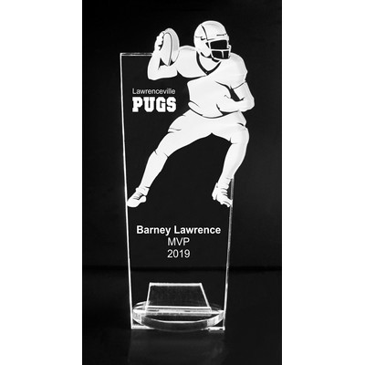 VALUE LINE! Acrylic Engraved Award - 6" Football Quarterback with Key Stand