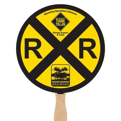 Stock 7" Round Hand Held Fan (Fold-Over)