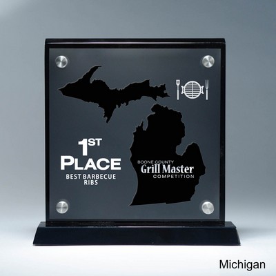 Frosted Lucite MI State Cutout on Risers Award
