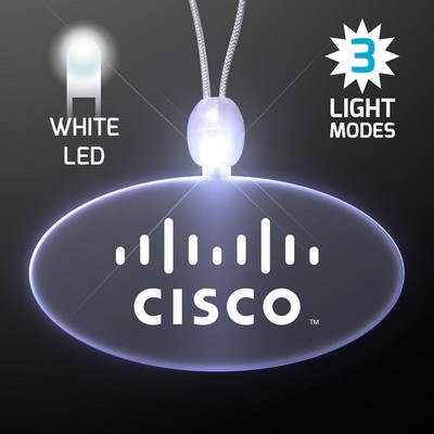 Light Up Acrylic Oval Necklaces with White LED - PRINTED