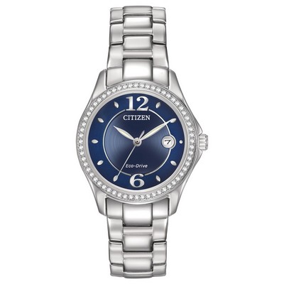 Citizen® Ladies Silhouette Crystal Eco-Drive Stainless Steel Watch W/Blue Dial & Swarovski® Crystals