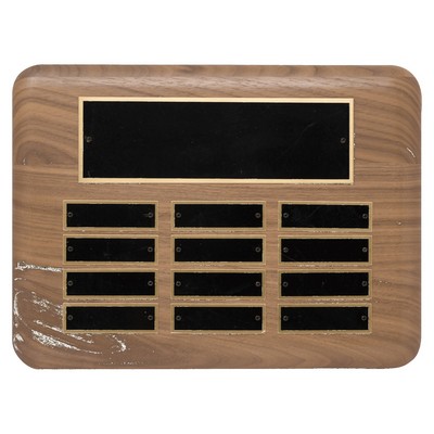 Solid Walnut Perpetual Plaque, 9 x 12", 12 plates